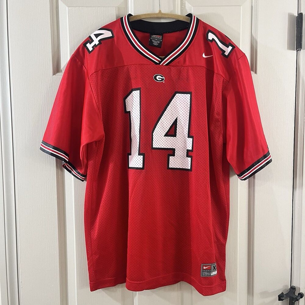 Nike Georgia Bulldogs Mesh Football Jersey #14 Stockton Red Black White Youth XL